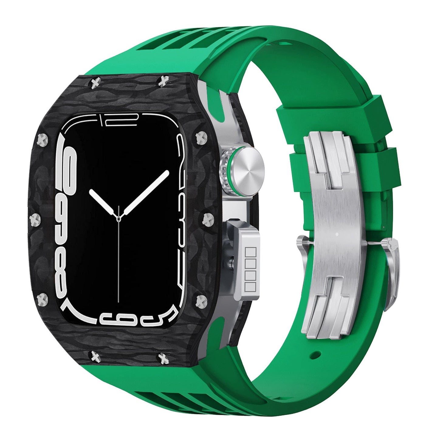 Luxurious Carbon Fiber Metal Case Strap For Apple Watch Series 44/45 mm