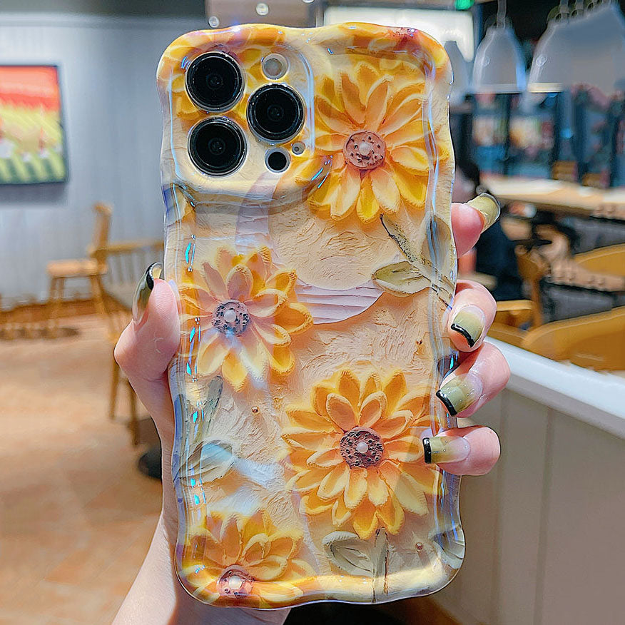 Oil Painting Daisy Flowers With Wristband For iPhone Case - {{ shop_name}} varyfun