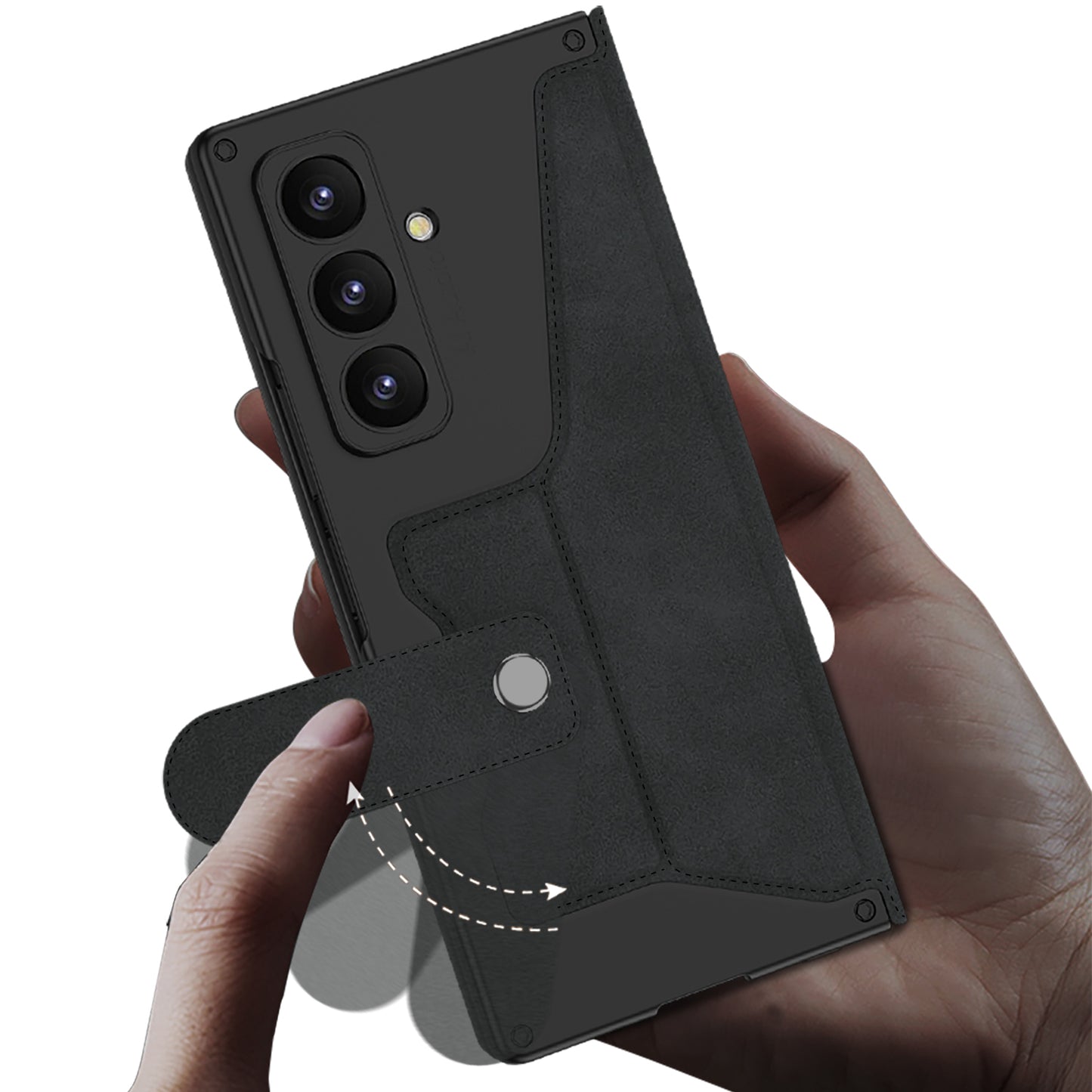 Leather Armor Shockproof Phone Case With Back Screen Film & Pen-Slot For Galaxy Z Fold 7/6/5/4/3