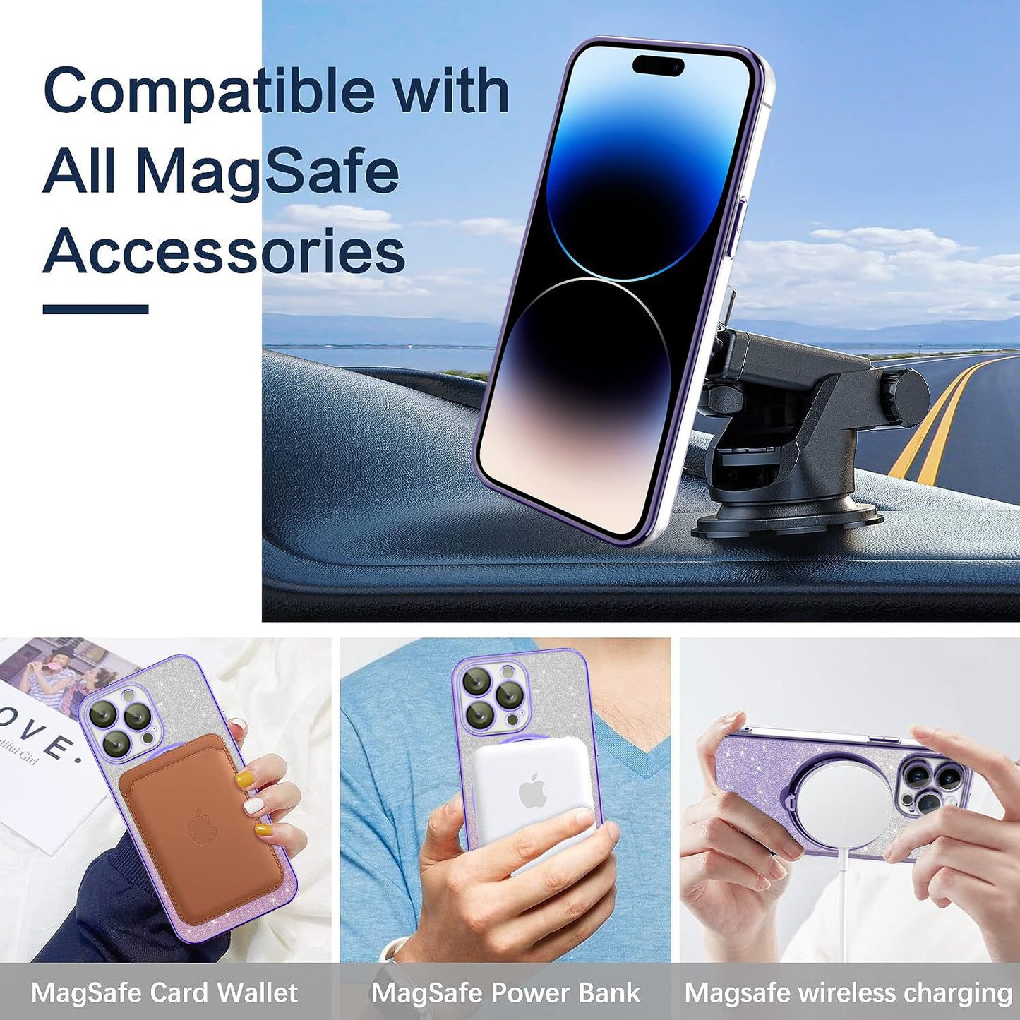 Glitter Diamond Magnetic Magsafe Ring Holder Case for iPhone