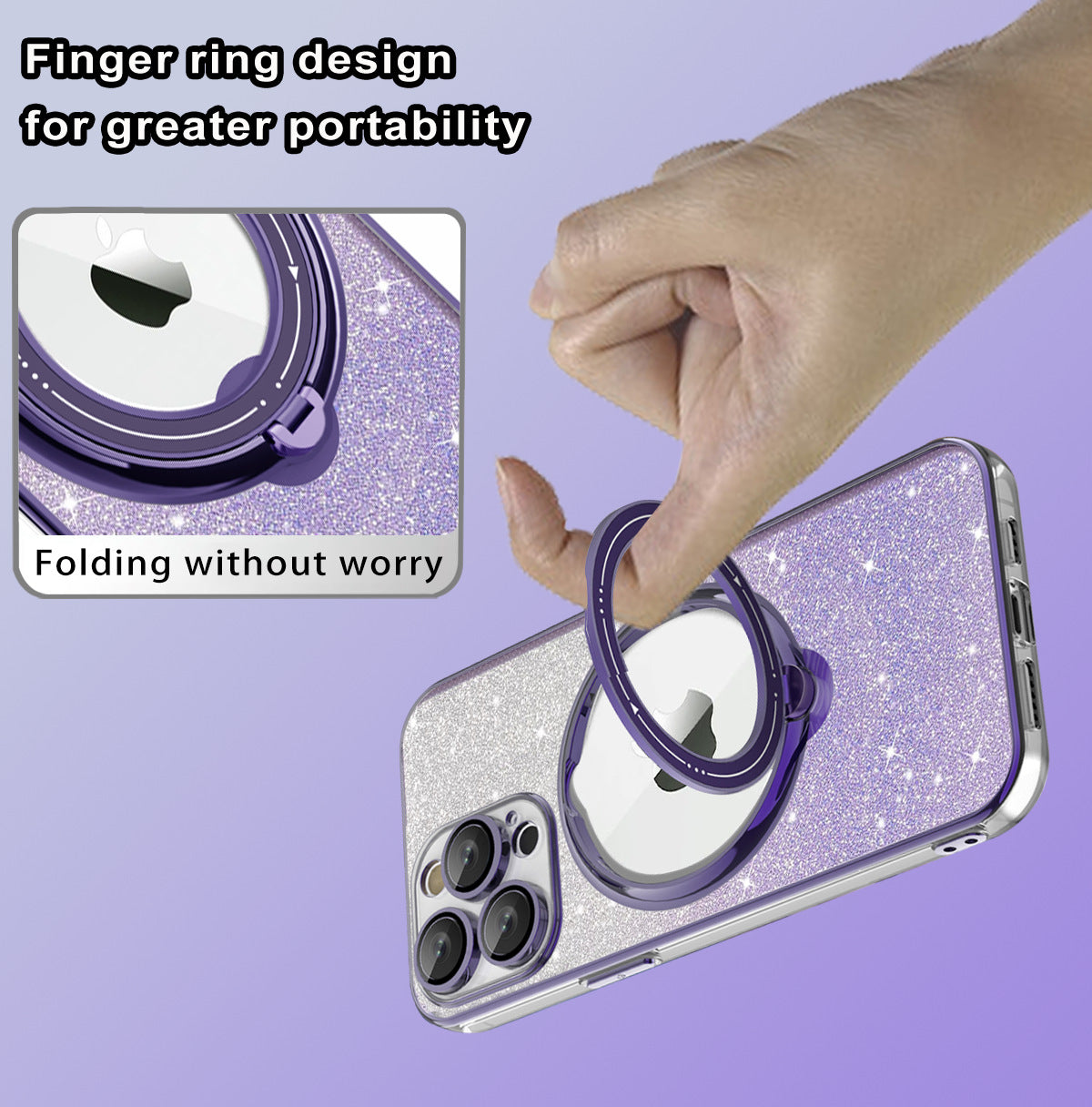 Glitter Diamond Magnetic Magsafe Ring Holder Case for iPhone