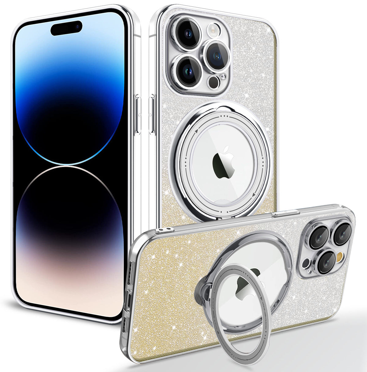 Glitter Diamond Magnetic Magsafe Ring Holder Case for iPhone