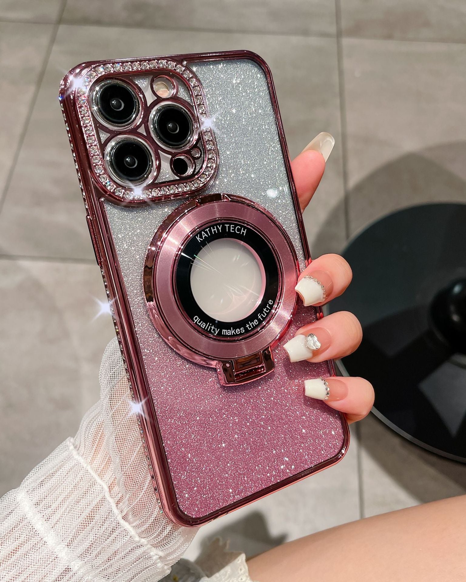 Glitter Diamond Magnetic Magsafe Ring Holder Case for iPhone - {{ shop_name}} varyfun