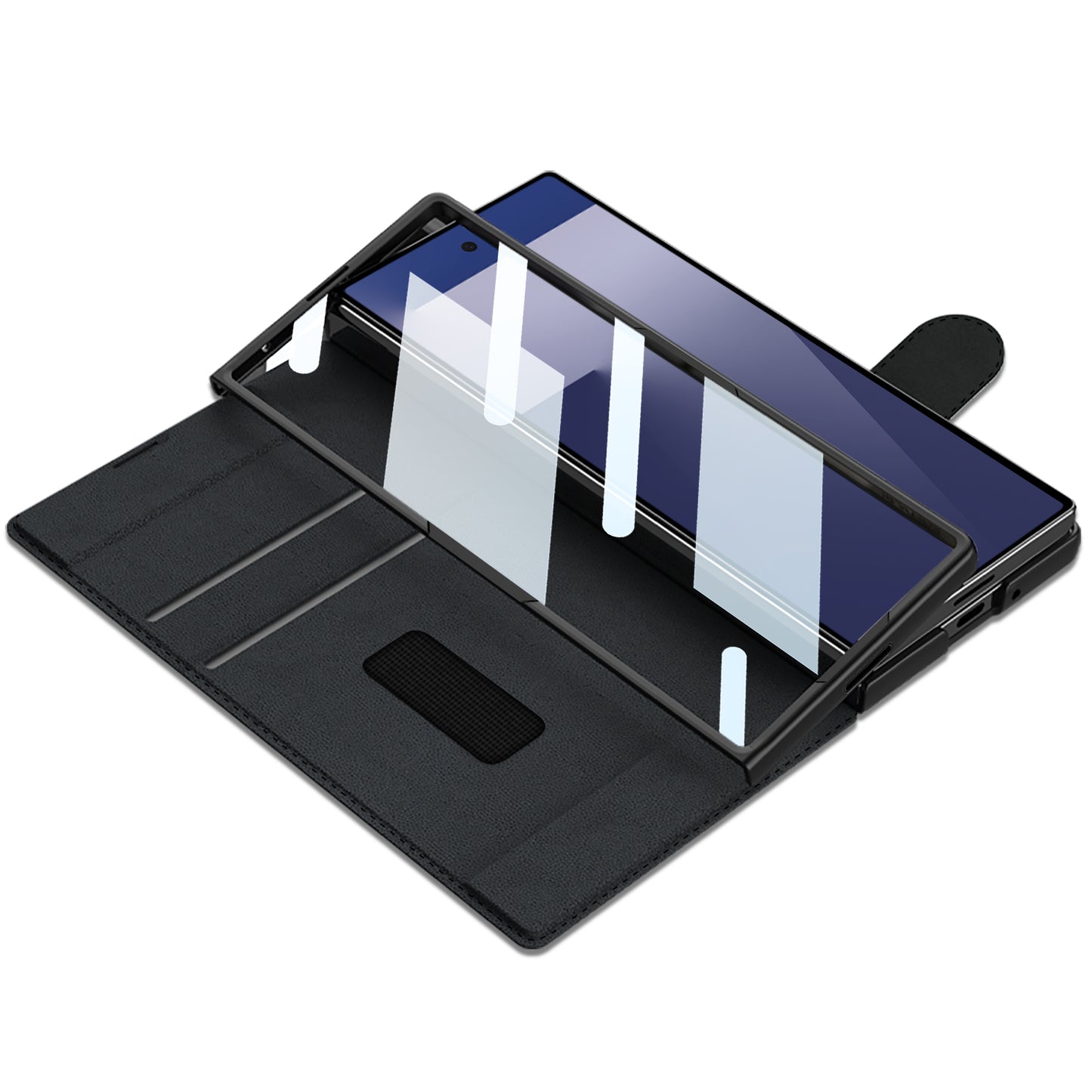 Leather Armor Shockproof Phone Case With Back Screen Film & Pen-Slot For Galaxy Z Fold 7/6/5/4/3