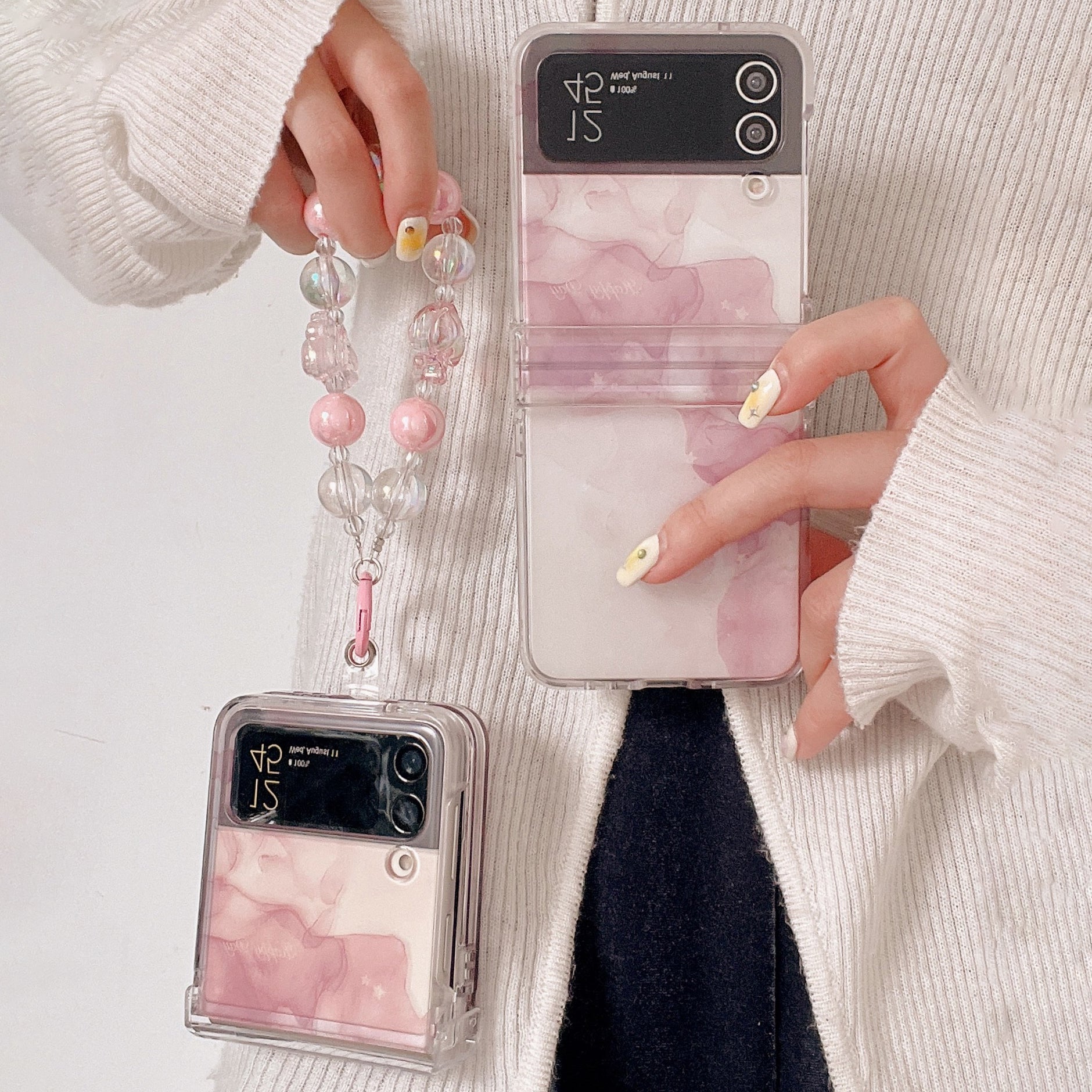 Gentle Ripple Moon Phone Case With Wristband For Samsung Galaxy Z Flip3 Flip4 5G - {{ shop_name}} varyfun