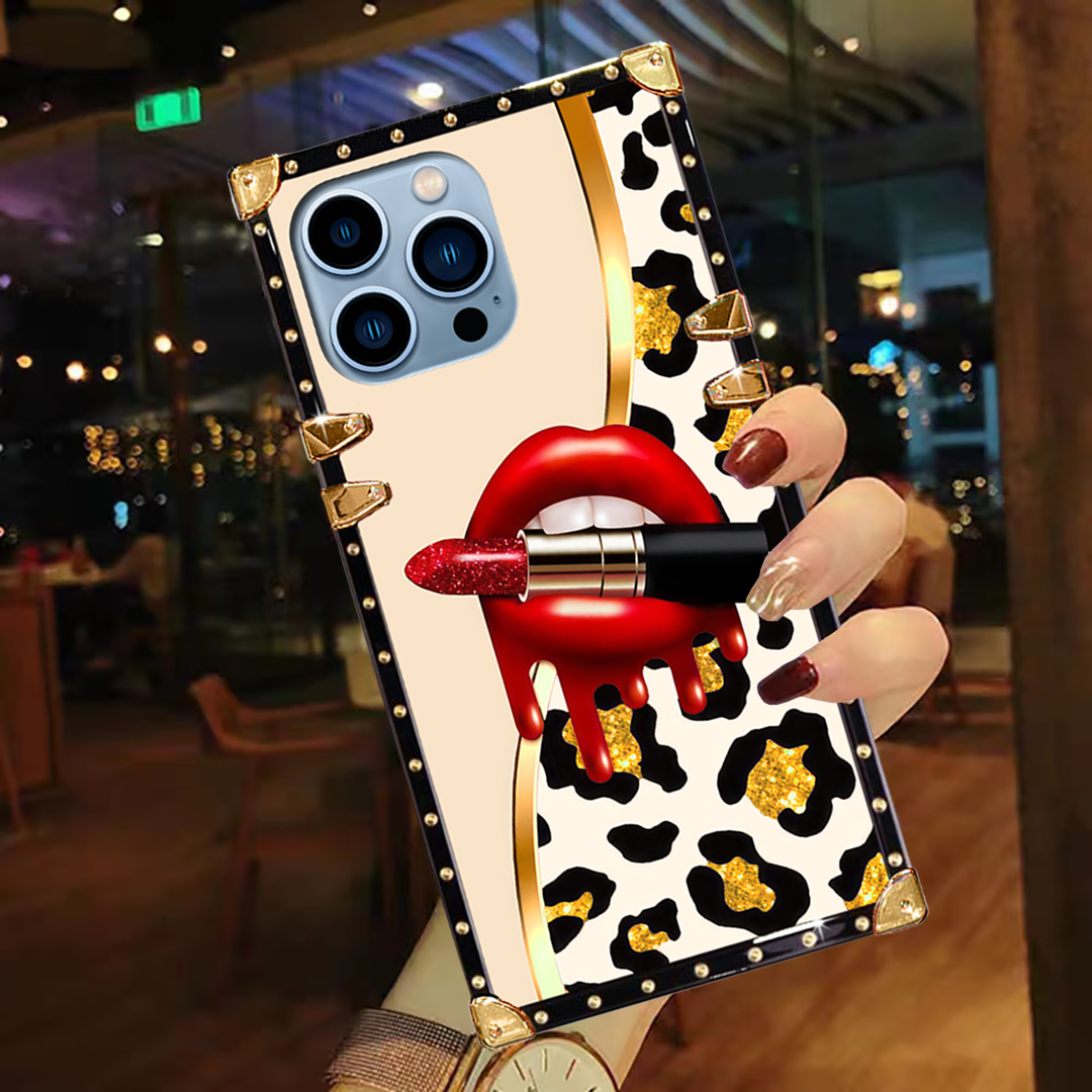 Luxury Brand Lipstick Gold Square Case For iPhone