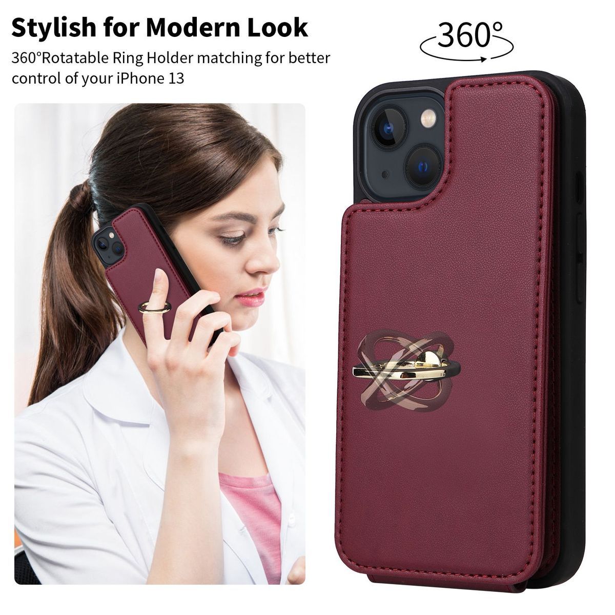 Luxurious Leather Card Holder Anti-fall Protective iPhone Case