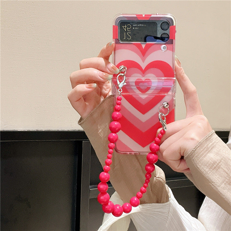 Varyfun | Heart Swirl Chain Phone Case With Wristband For Samsung Galaxy Z Flip4 Flip5 5G