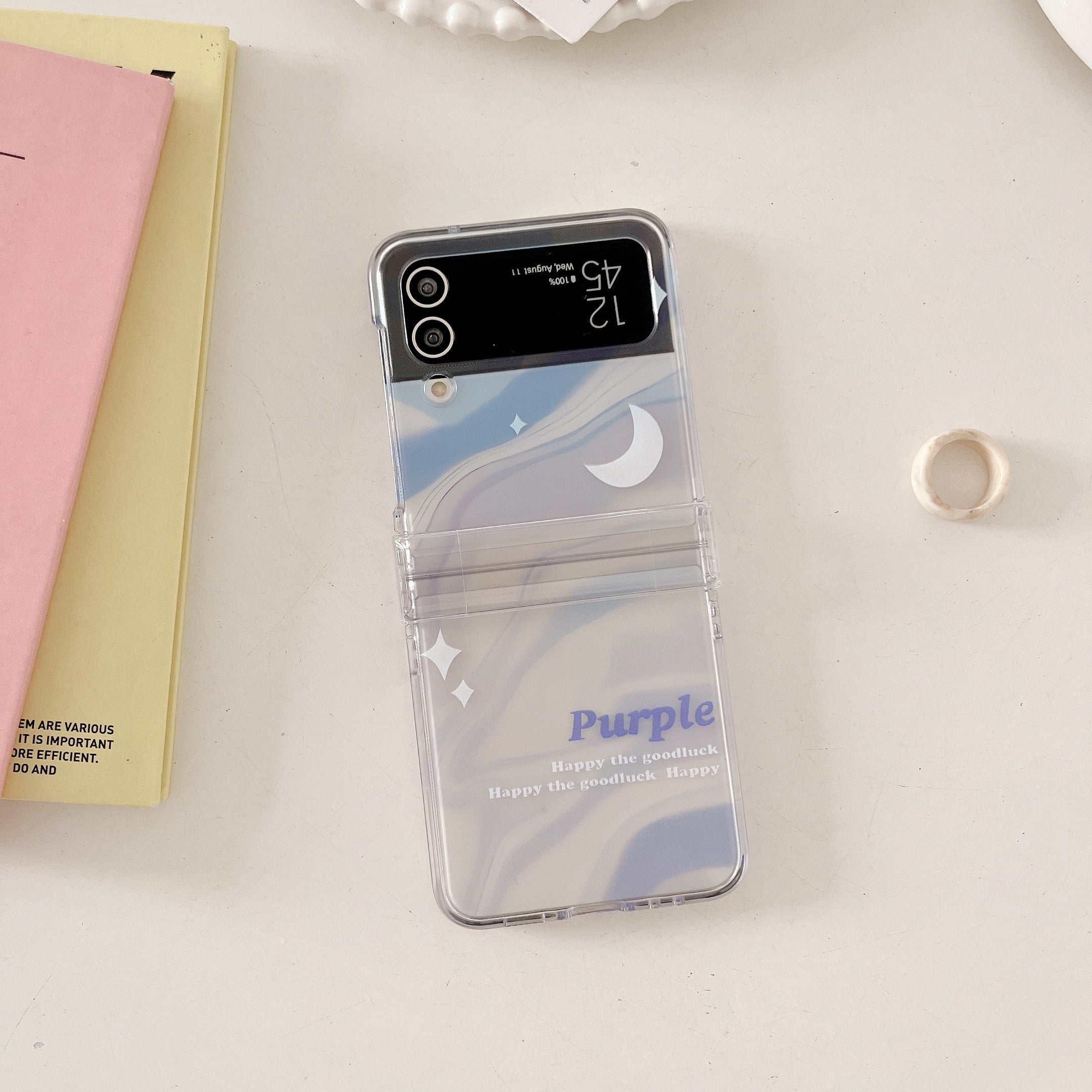 Gentle Ripple Moon Phone Case With Wristband For Samsung Galaxy Z Flip3 Flip4 5G - {{ shop_name}} varyfun