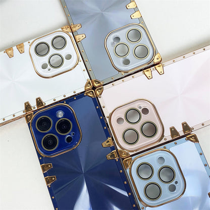 Luxury Brand Garden Gold Square Case For iPhone