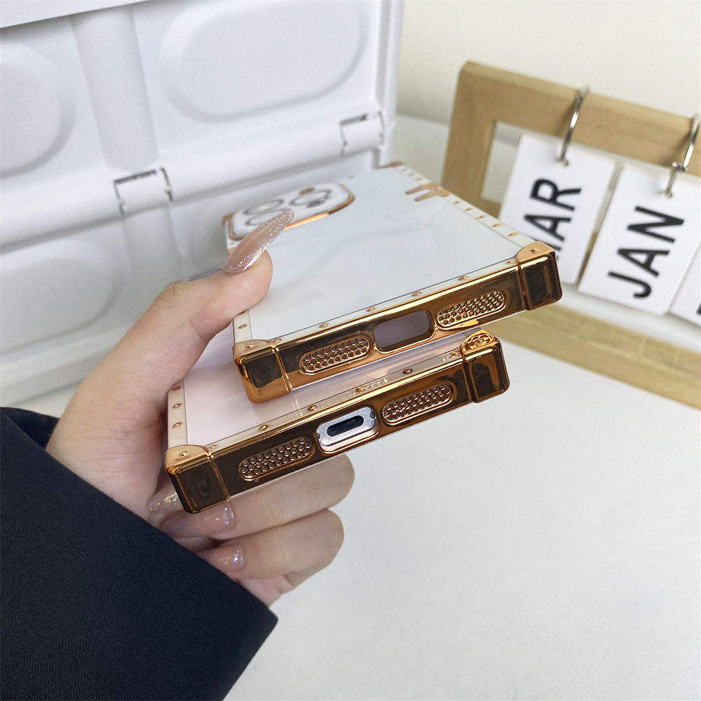 Luxury Brand Garden Gold Square Case For iPhone