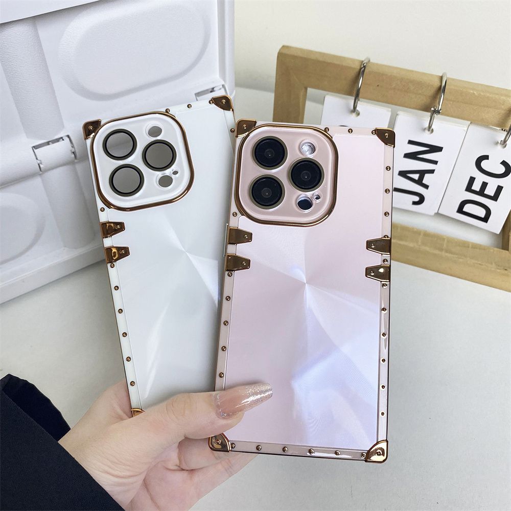 Luxury Brand Garden Gold Square Case For iPhone