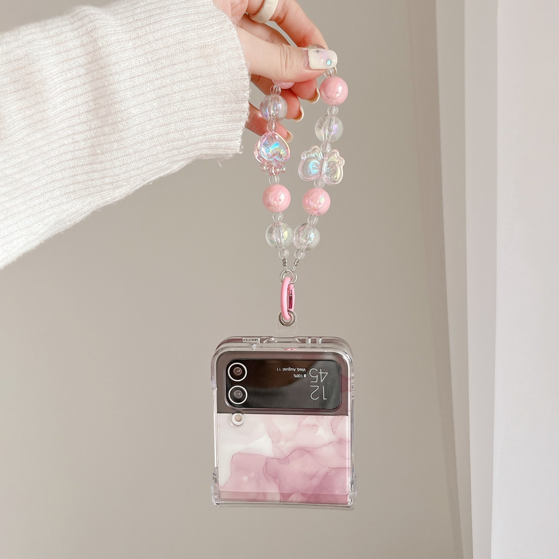 Gentle Ripple Moon Phone Case With Wristband For Samsung Galaxy Z Flip3 Flip4 5G - {{ shop_name}} varyfun