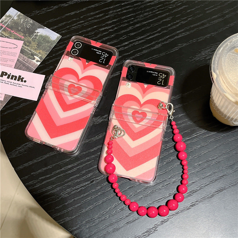 Varyfun | Heart Swirl Chain Phone Case With Wristband For Samsung Galaxy Z Flip4 Flip5 5G
