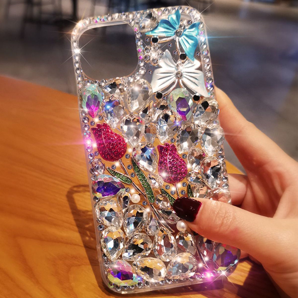 Luxury Rhinestone Diamond Flower iPhone Case - {{ shop_name}} varyfun