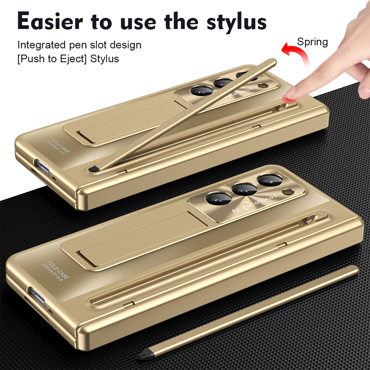 Armor Electroplated Anti-fall Protective Phone Case With Pen Tray Shell and Film For Samsung Galaxy Z Fold5 Fold4 - Mycasety Mycasety