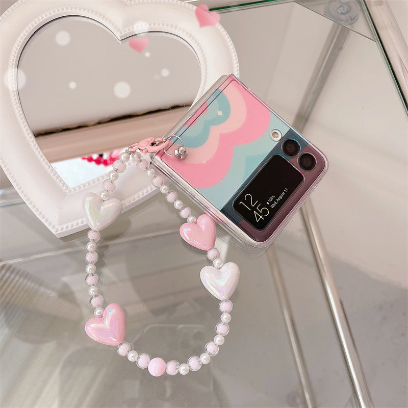 Varyfun | Heart Swirl Chain Phone Case With Wristband For Samsung Galaxy Z Flip4 Flip5 5G