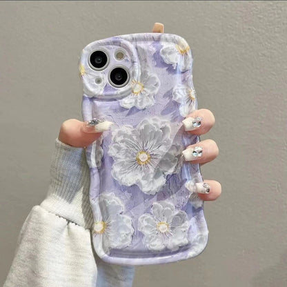 Oil Painting Flower With Bracket & Wristband For iPhone Case - {{ shop_name}} varyfun