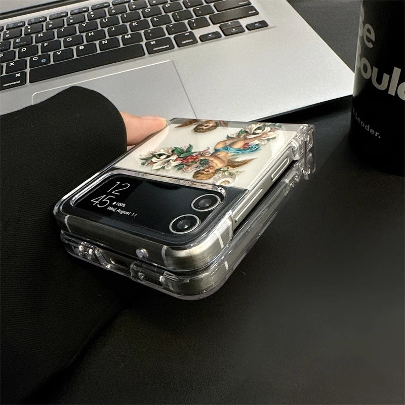 Varyfun | Retro Angel Phone Case With Chain For Samsung Galaxy Z Flip4 Flip3 5G