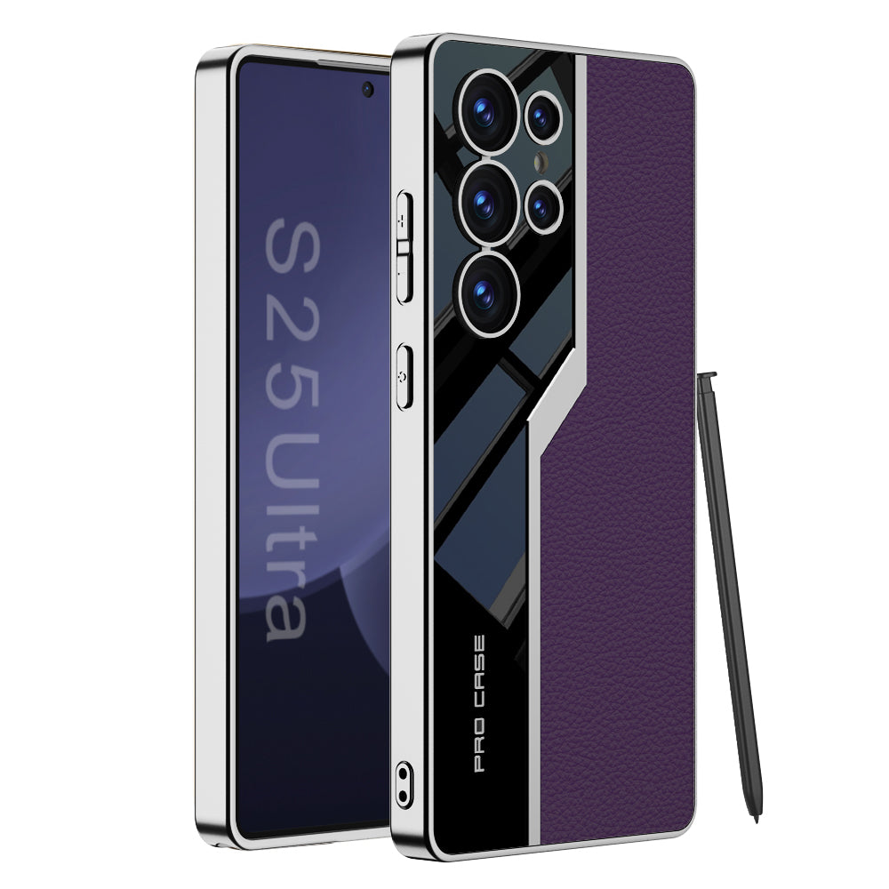 Electroplated Leather Anti-fall Protective Phone Case For Samsung Galaxy S25 S24 S23 Ultra Plus