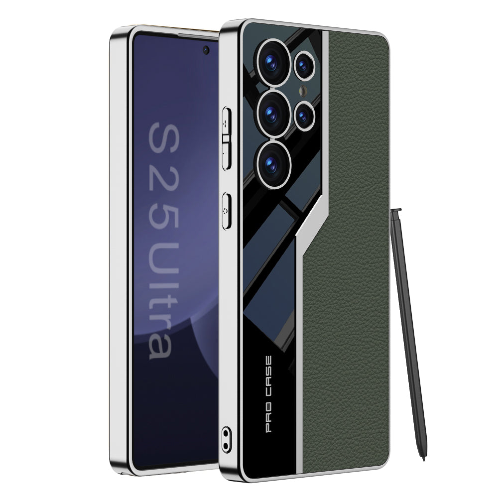 Electroplated Leather Anti-fall Protective Phone Case For Samsung Galaxy S25 S24 S23 Ultra Plus