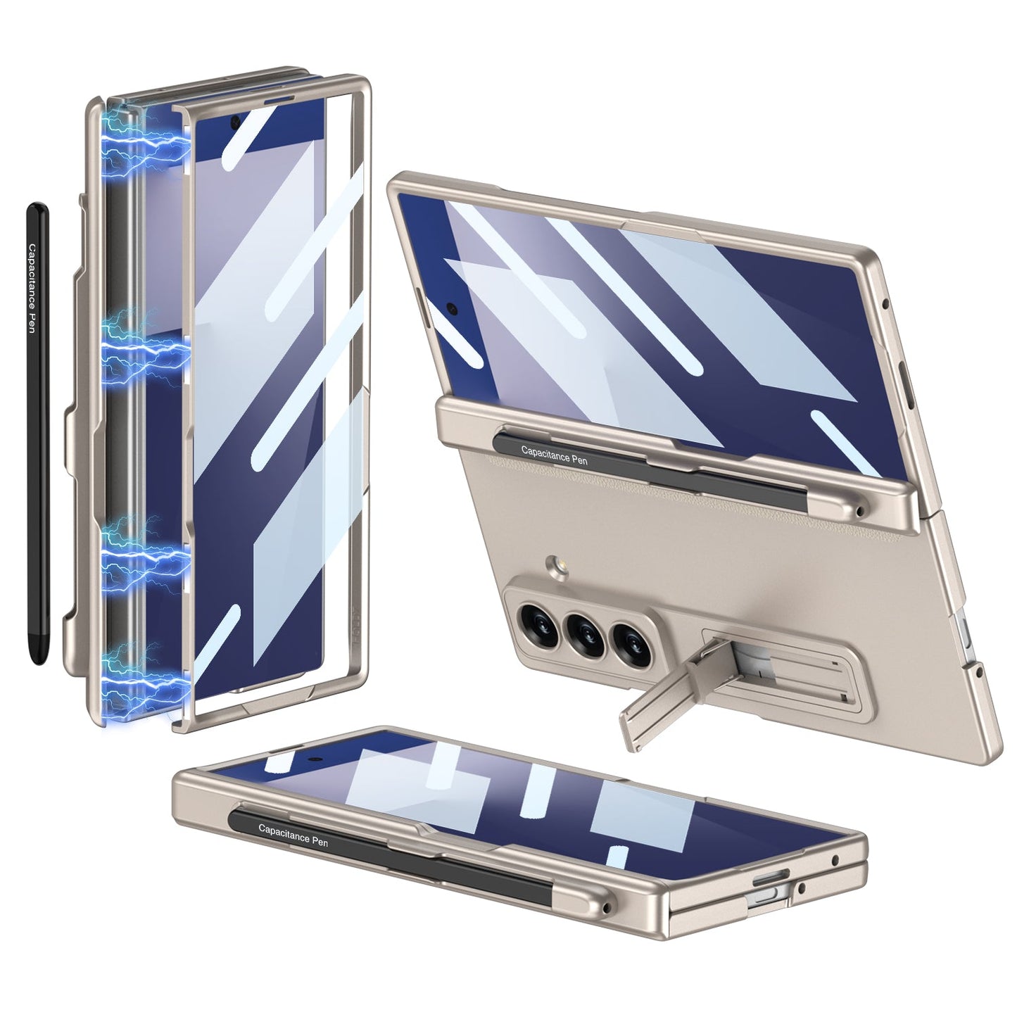Magnetic Hinge Pen Slot Hidden Bracket All-included Case With Back Screen Protector For Galaxy Z Fold 7/6/5/4/3