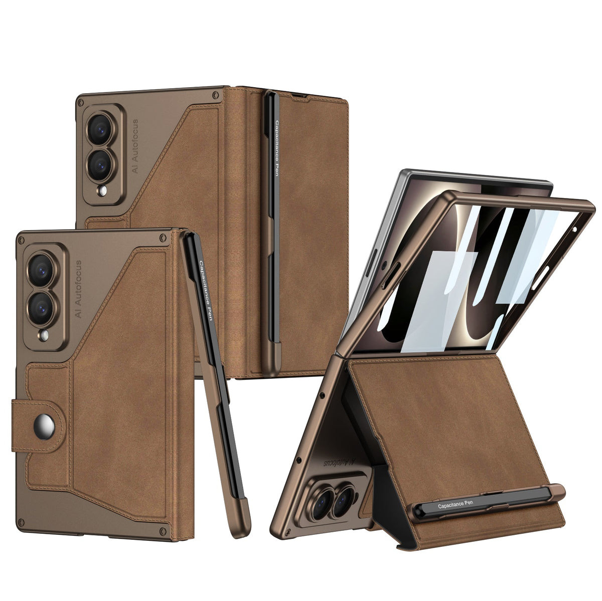 Luxurious Suede Phone Cover With Screen Protector & Pen-slot & Stylus For Galaxy Z Fold8 Wide Ultra