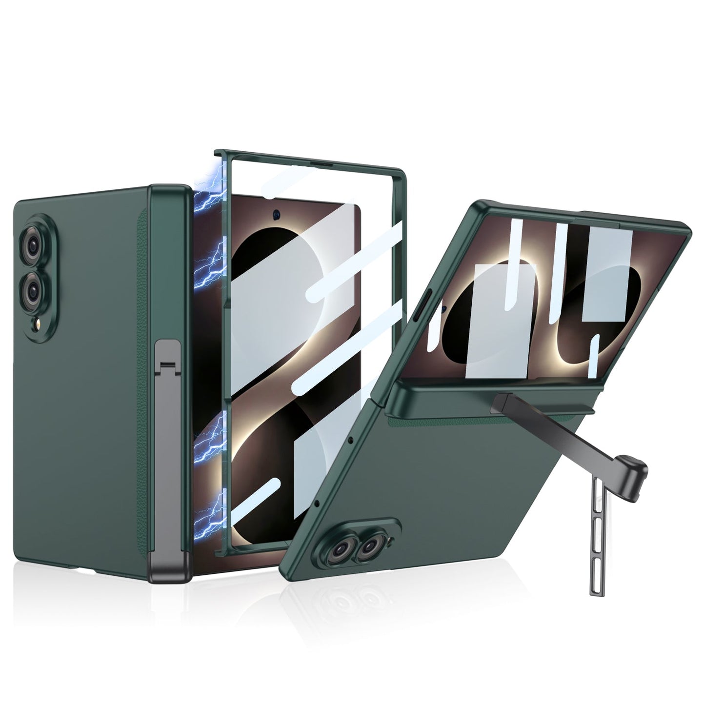 Premium Hinge Case with Integrated Tempered Glass & Hidden Dual-Position Kickstand For Galaxy Z Fold8 Wide Ultra