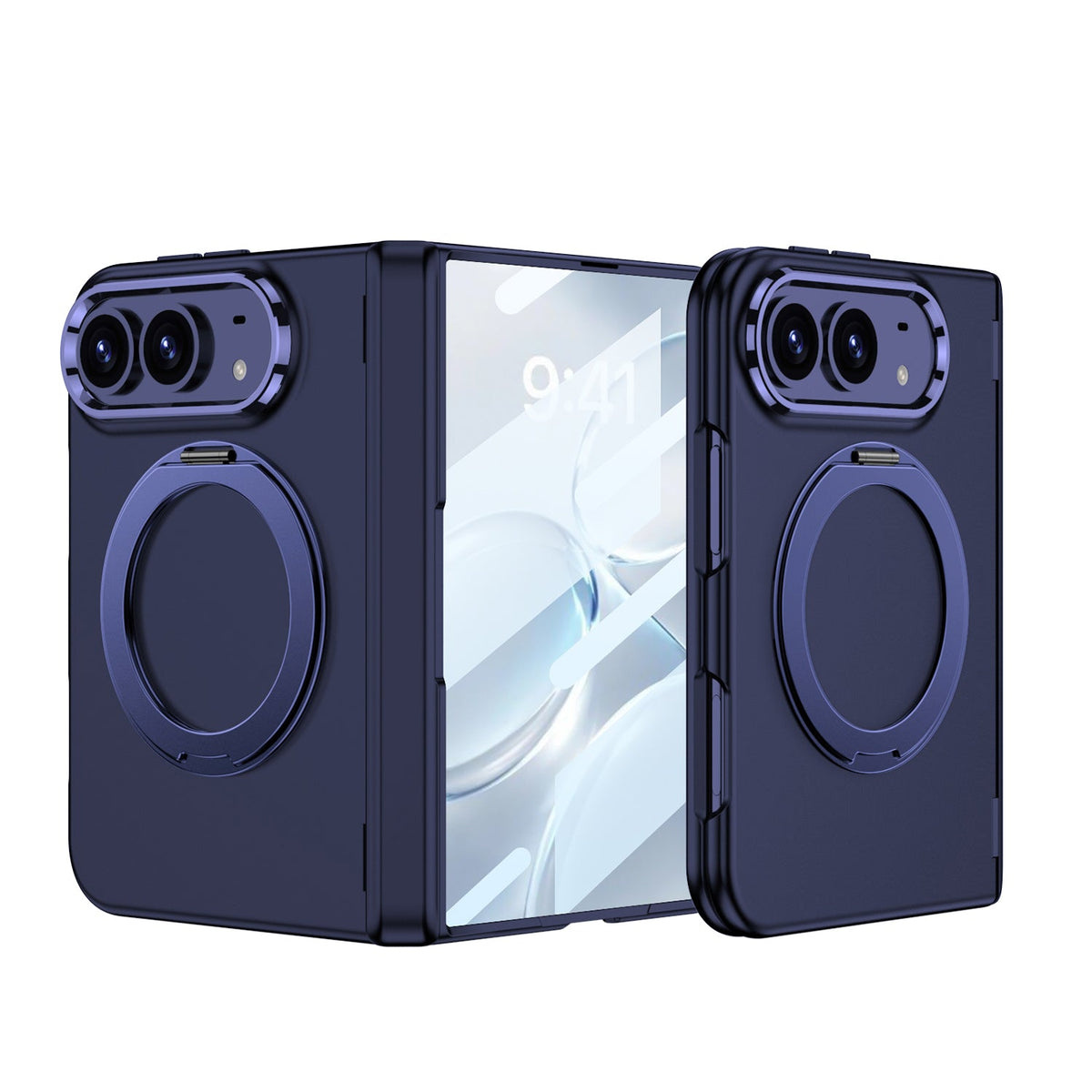 iPhone Ultra - Magnetic Hinge Protection Fashion Cover Built-in Tempered Glass Film & Magnetic Kickstand