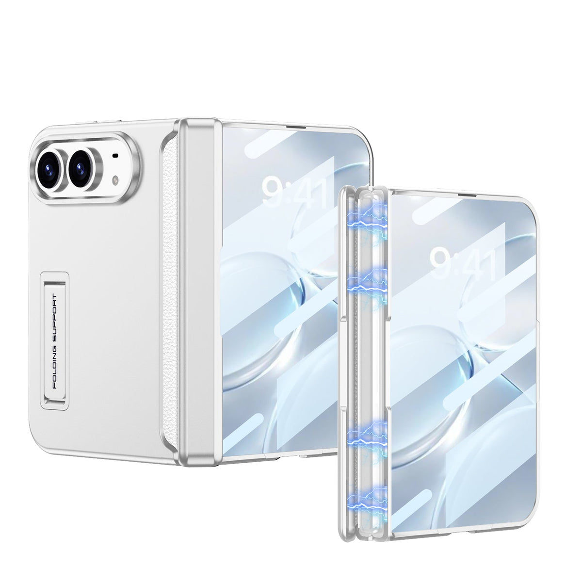 iPhone Ultra - Magnetic Hinge Protection Business Cover Built-in Tempered Glass Film & Hidden Kickstand