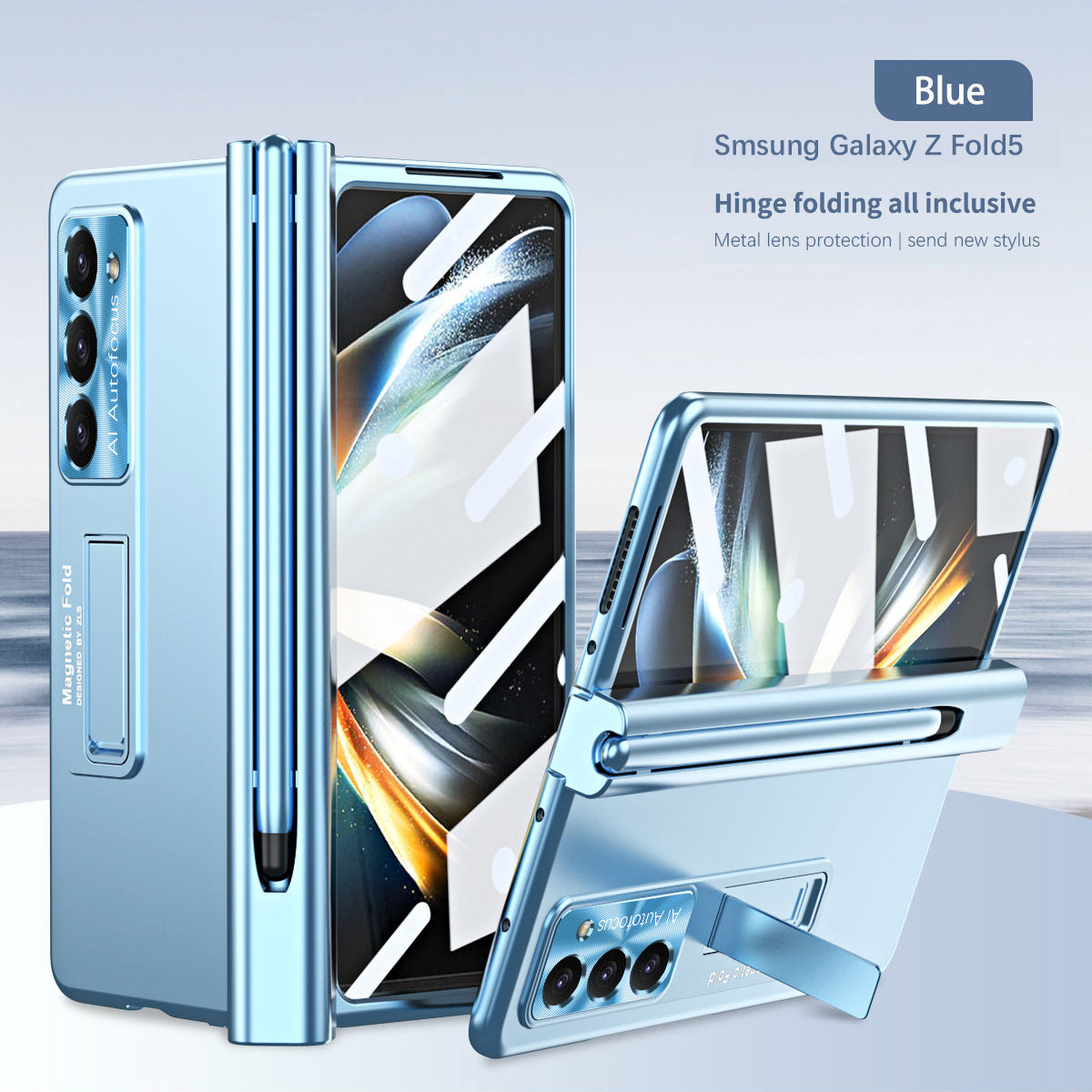 Magnetic Hinge Bracket Anti-fall Protective Phone Case With Stylus And Film For Samsung Galaxy Z Fold 5/4/3 - Mycasety Mycasety