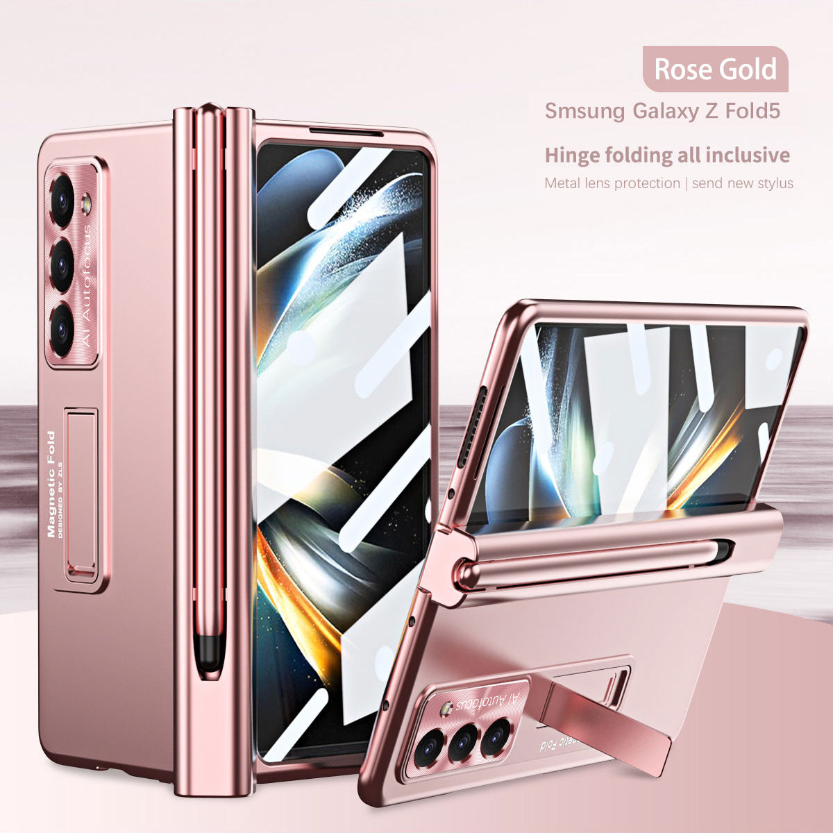Magnetic Hinge Bracket Anti-fall Protective Phone Case With Stylus And Film For Samsung Galaxy Z Fold 5/4/3 - Mycasety Mycasety
