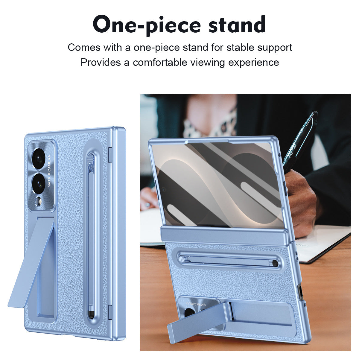 Golden Electroplated Leather Phone Case With Built-in Tempered Glass & Stylus For Galaxy Z Fold8 Wide Ultra