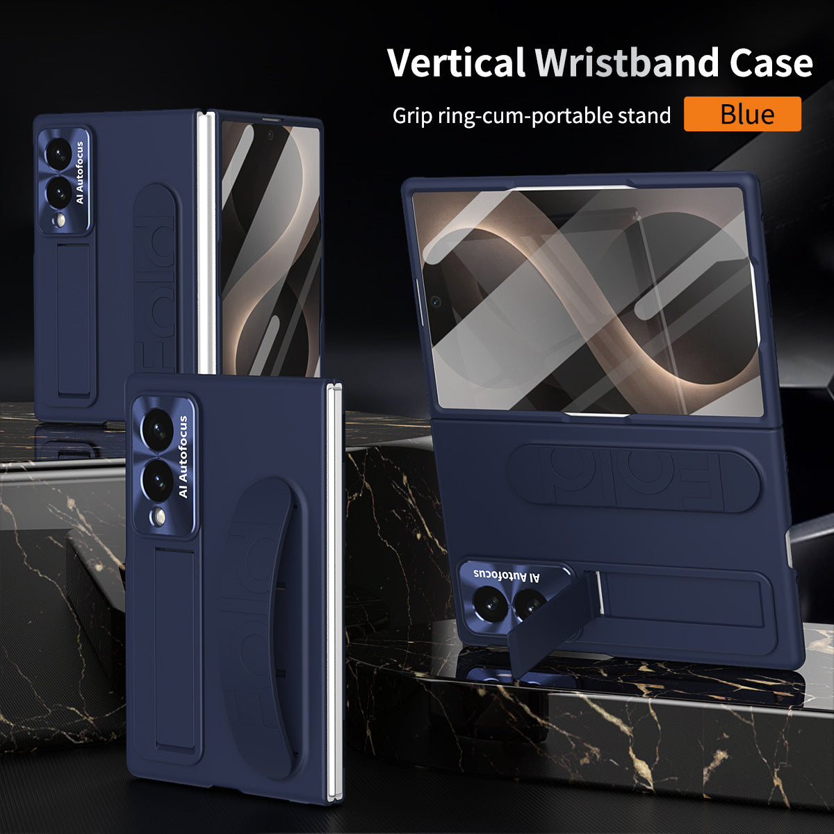 Armor Phone Case Built-In Tempered Glass, Hidden Kickstand & Wrist Strap For Galaxy Z Fold8 Wide Ultra