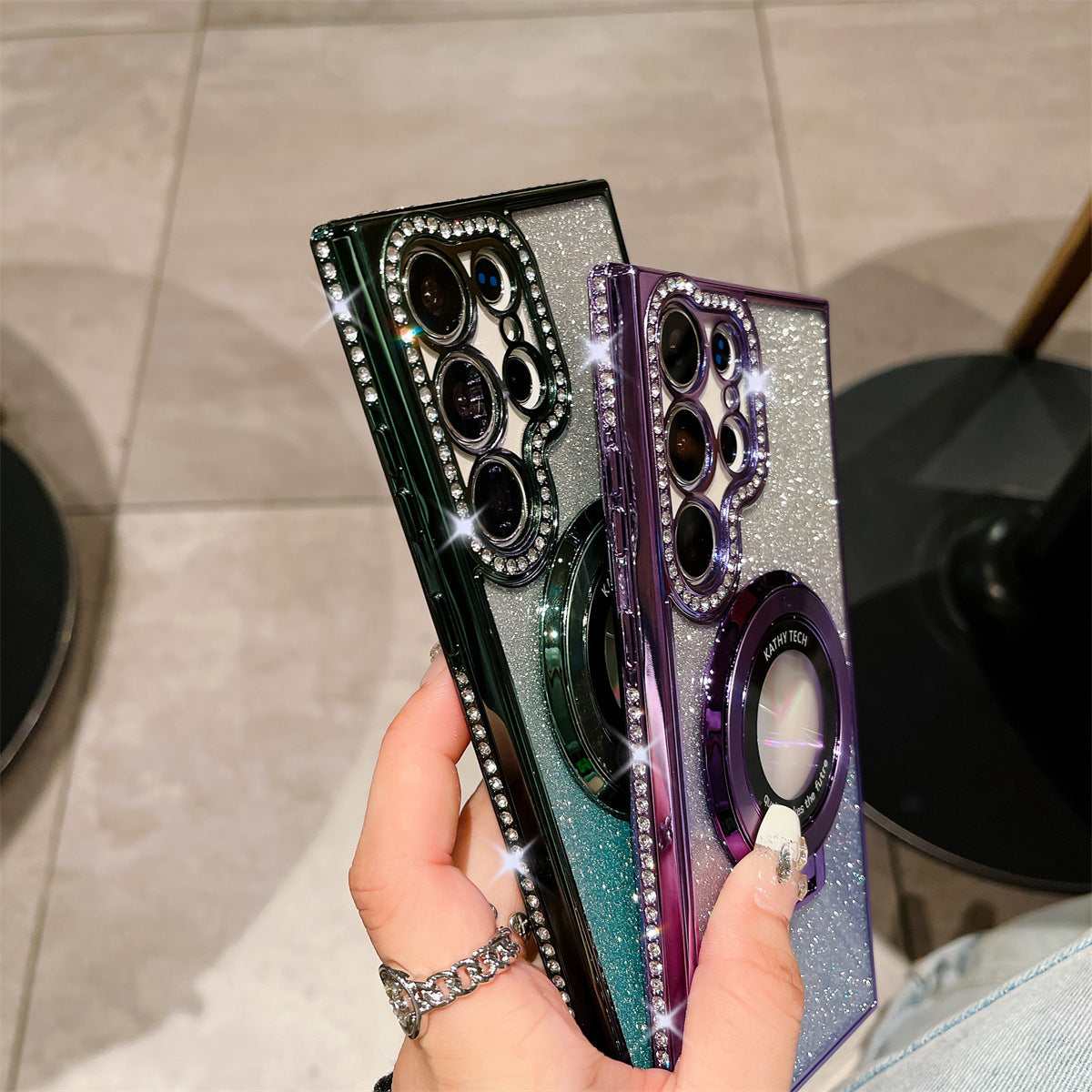 Glitter Diamond Magnetic Magsafe Ring Holder Case For Samsung Galaxy