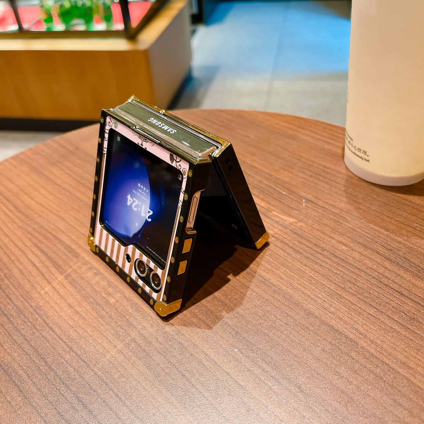 Luxury Butterfly Square Protective Phone Case With Ring Holder For Samsung Galaxy Z Flip5 Flip4 Flip3