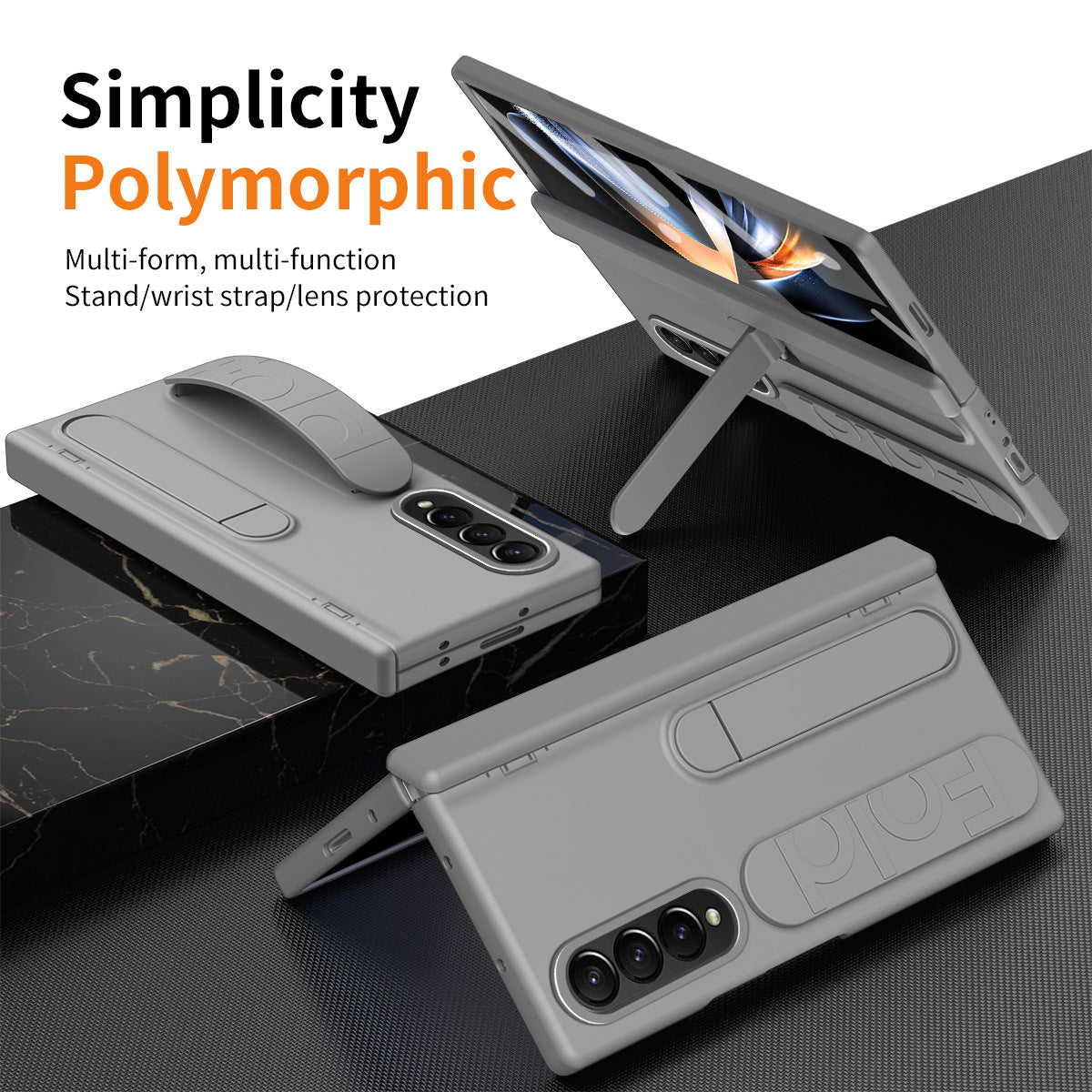 Wristband Holder Higne Shockproof Phone Case With Screen Protector For Galaxy Z Fold 7/6/5/4/3