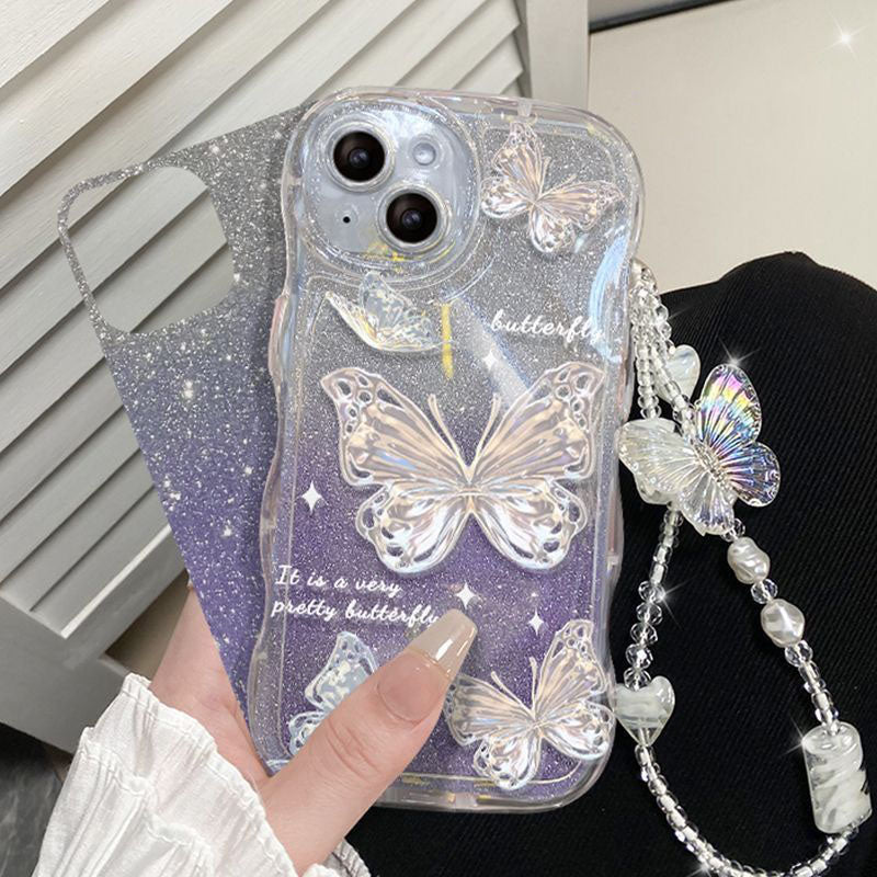 Quicksand Butterfly With Wristband For iPhone Case - {{ shop_name}} varyfun