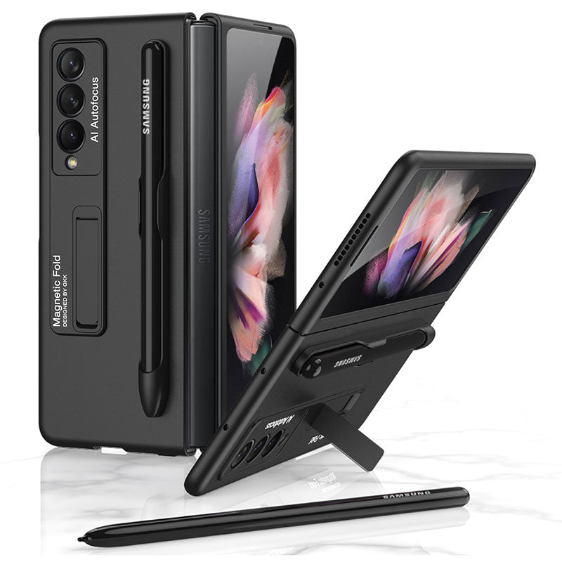 Magnetic Stand Holder Pen Slot Hard Protective Case For Samsung Z Fold 3 5G - {{ shop_name}} varyfun