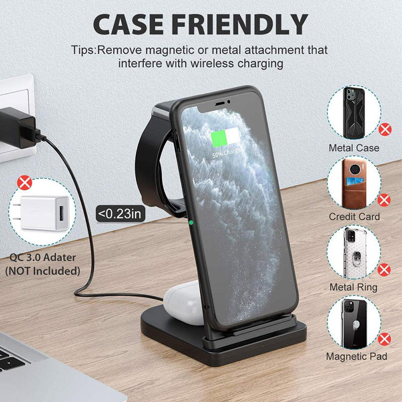3-in-1 Wireless Charger With MagSafe For Apple Watch 7 6 SE 5 4 iPhone 13 12 11 XS XR X 8 Airpods Pro - {{ shop_name}} varyfun