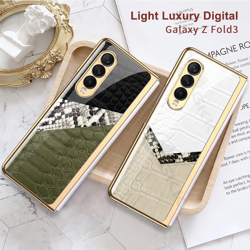 Python Leopard Print Tempered Glass Case for Samsung Galaxy Z Fold 3 5G - {{ shop_name}} varyfun