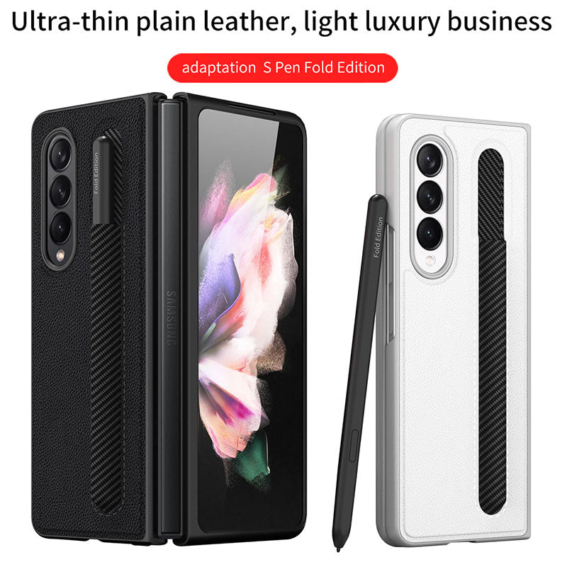 Luxury Leather Shockproof Pen Slot Case For Samsung Z Fold 3 5G - {{ shop_name}} varyfun