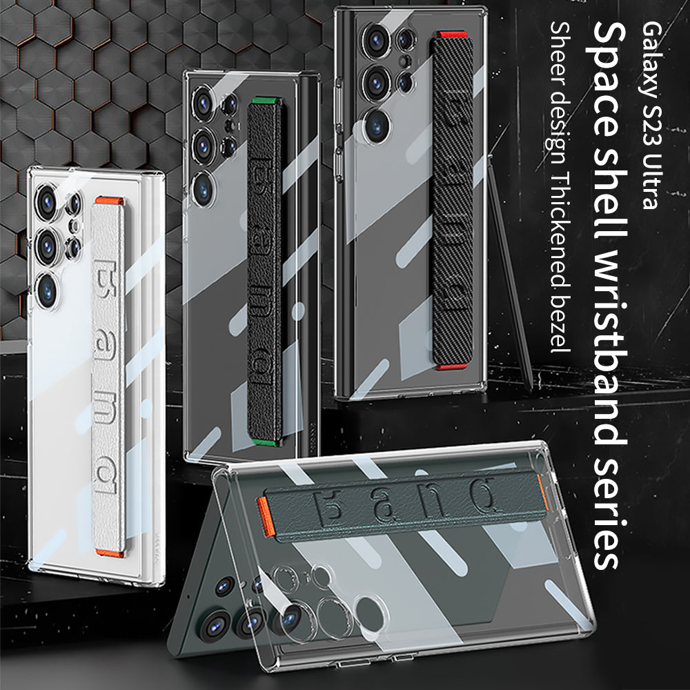 Electroplated Clear Phone Case With Luxury Wristband Holder For Samsung Galaxy S23 Ultra Plus - {{ shop_name}} varyfun