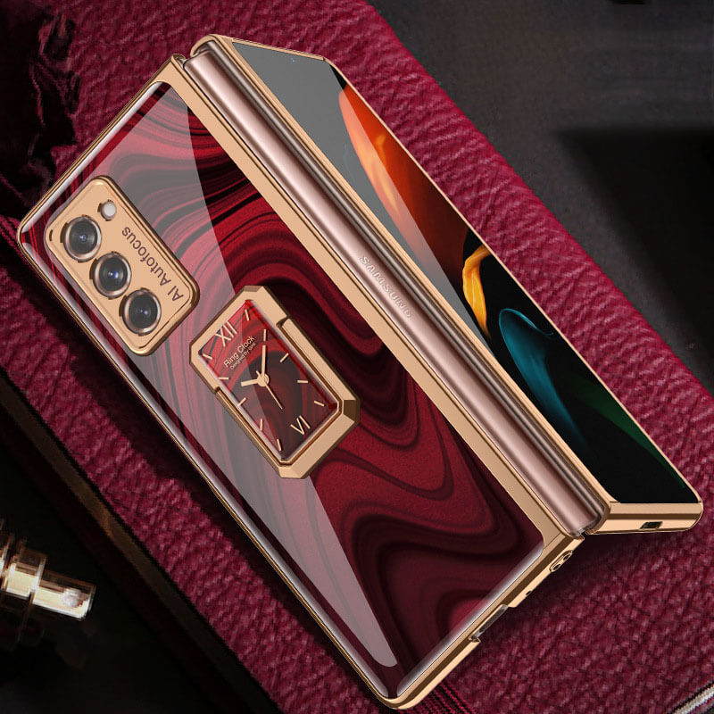 Luxury Plating Anti-knock Protection Tempered Glass Case With Ring Holder For iPhone&Samsung - {{ shop_name}} varyfun