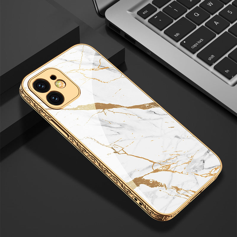 Luxury Baroque Plating Anti-knock Protection Tempered Glass Case For iPhone - {{ shop_name}} varyfun