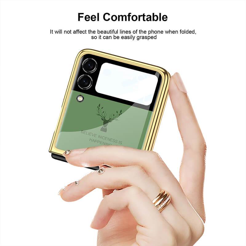 Luxury Deer Glass Samsung Z Flip 3 Case - {{ shop_name}} varyfun