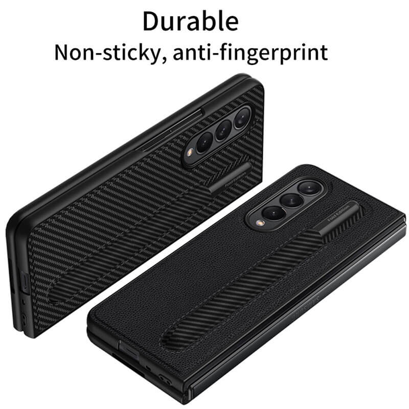 Luxury Leather Shockproof Pen Slot Case For Samsung Z Fold 3 5G - {{ shop_name}} varyfun
