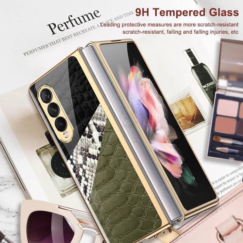 Python Leopard Print Tempered Glass Case for Samsung Galaxy Z Fold 3 5G - {{ shop_name}} varyfun