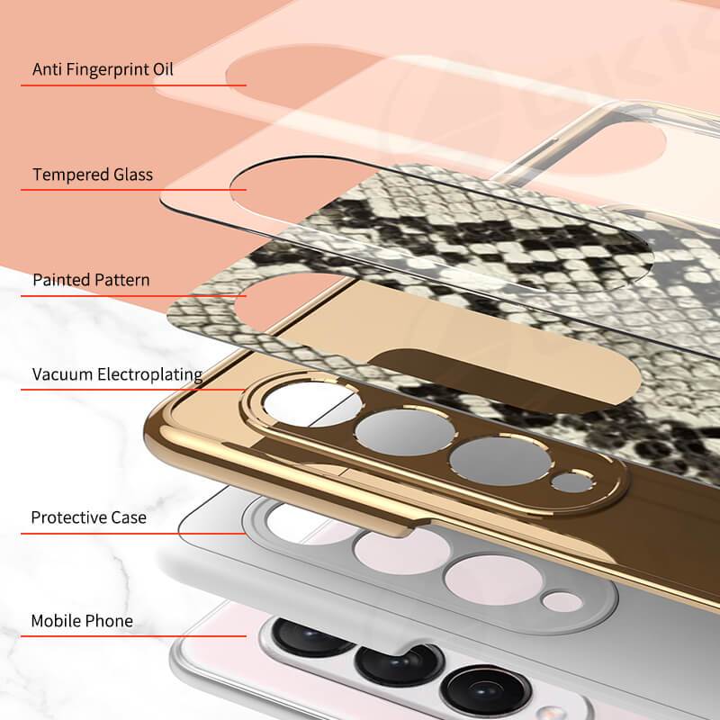 Python Leopard Print Tempered Glass Case for Samsung Galaxy Z Fold 3 5G - {{ shop_name}} varyfun