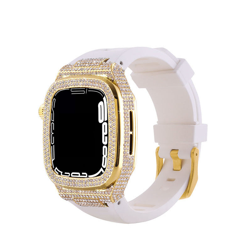 Luxury Metal Crystal Diamond Case Strap For Apple Watch Series 44/45mm - mycasety2023 Mycasety